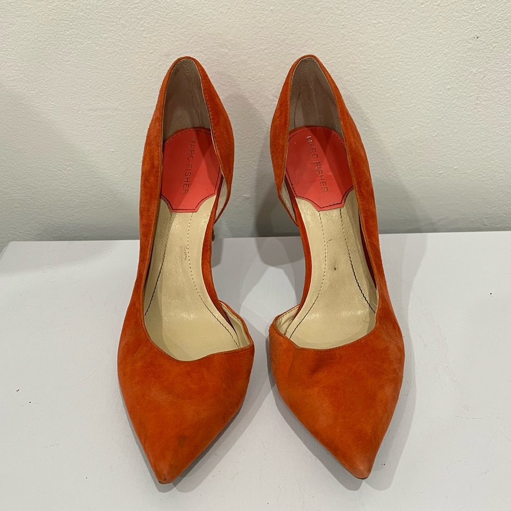 Red Marc Fisher Pointed Toe Suede Pumps